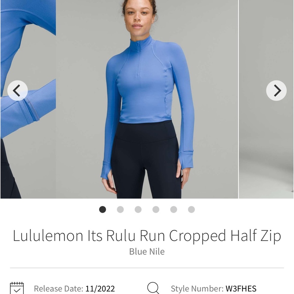 Lululemon Blue Cropped Half Zip